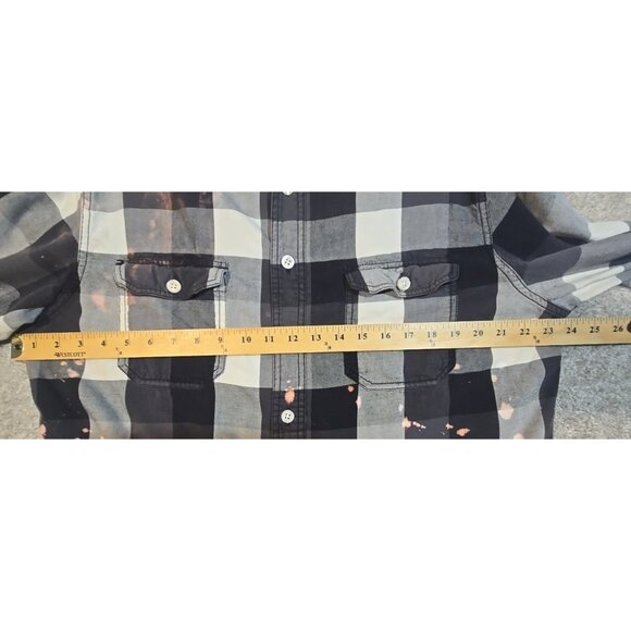 OOAK Upcycle Distressed Flannel Shacket Jason Friday the 13th Horror Boyfriend L - Picture 7 of 12